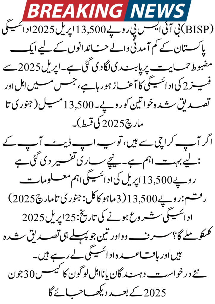 BISP Rs. 13,500 April 2025 Payment