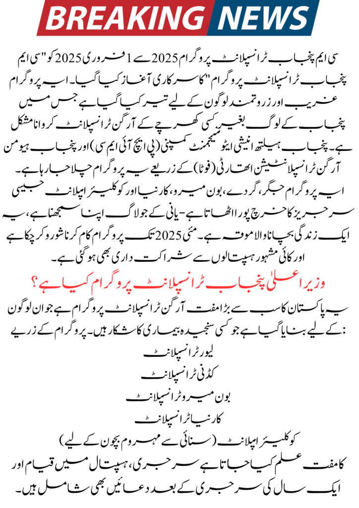 CM Punjab Transplant Program 2025
