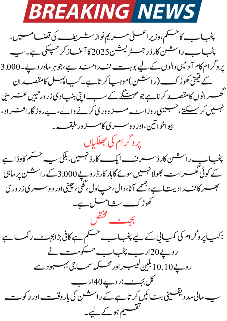 Punjab Rashan Card Registration 2025